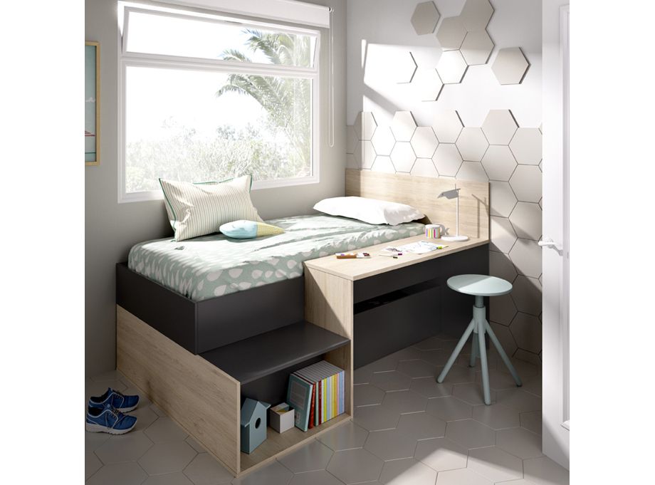 Cama modelo mak natural y grafito