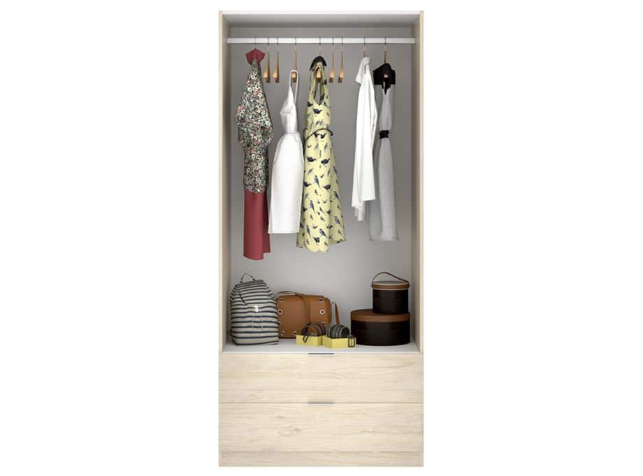 Armario modelo Essen natural cajones - detalle interior armario