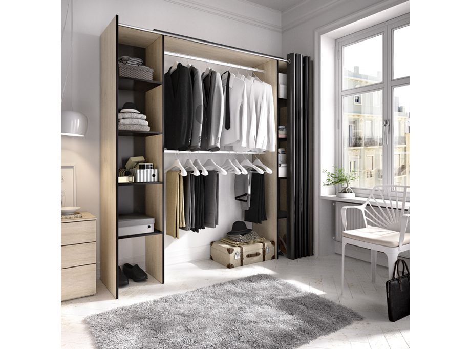 vestidor suit cortina natural y grafito