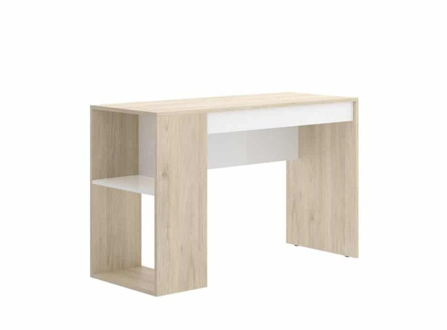 Mesa escritorio modelo Teo natural y blanco - recortada