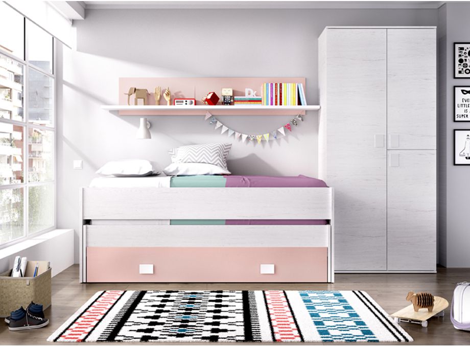 Detalle cama compacta modelo ocean rosa