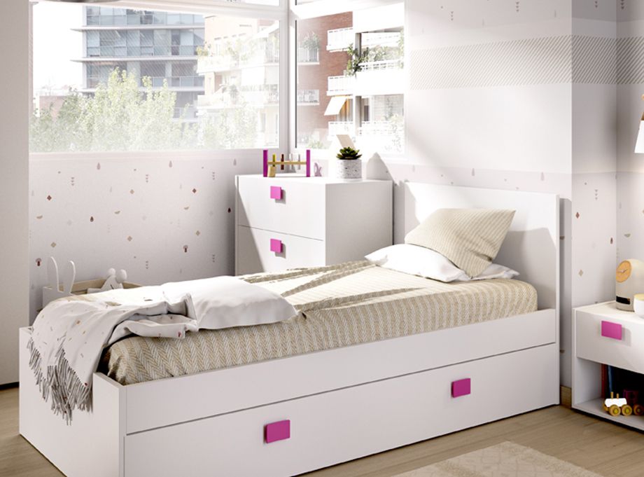 Cama juvenil con cama arrastre