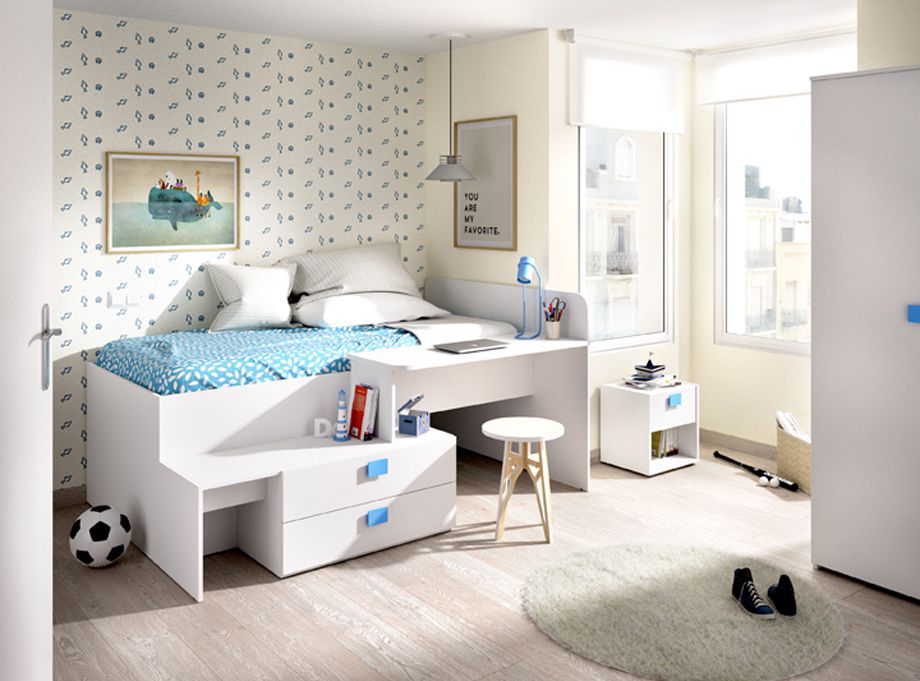 Cama modelo chic tirador azul