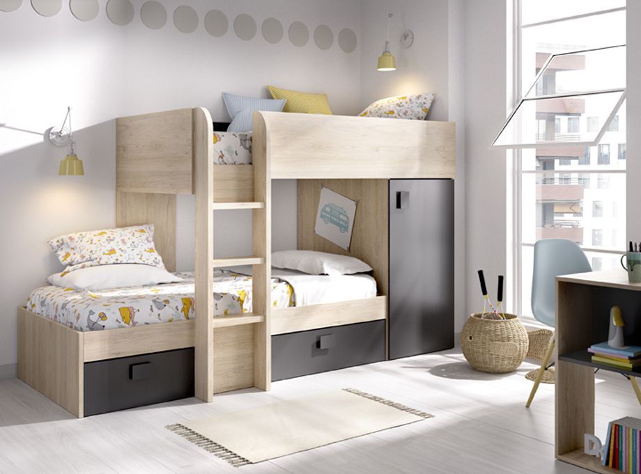 cama tren modelo move natural y grafito