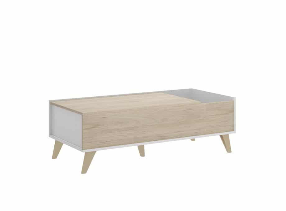 Mesa de centro modelo Ness blanco y natural - detalle